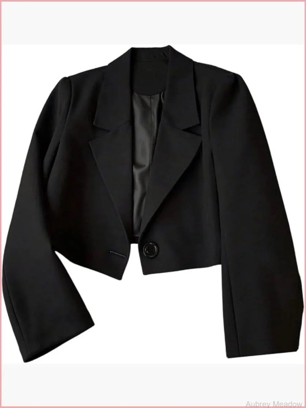 Cropped Blazer Business Casual Lapel Collar Button Front Suit Jacket